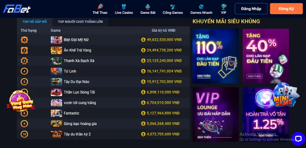 Nạp tiền B29 và chơi game